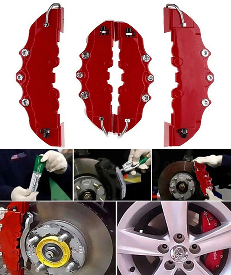 4 Pcs New Plastic 3D Car Auto Universal Disc Brake Caliper Covers Front