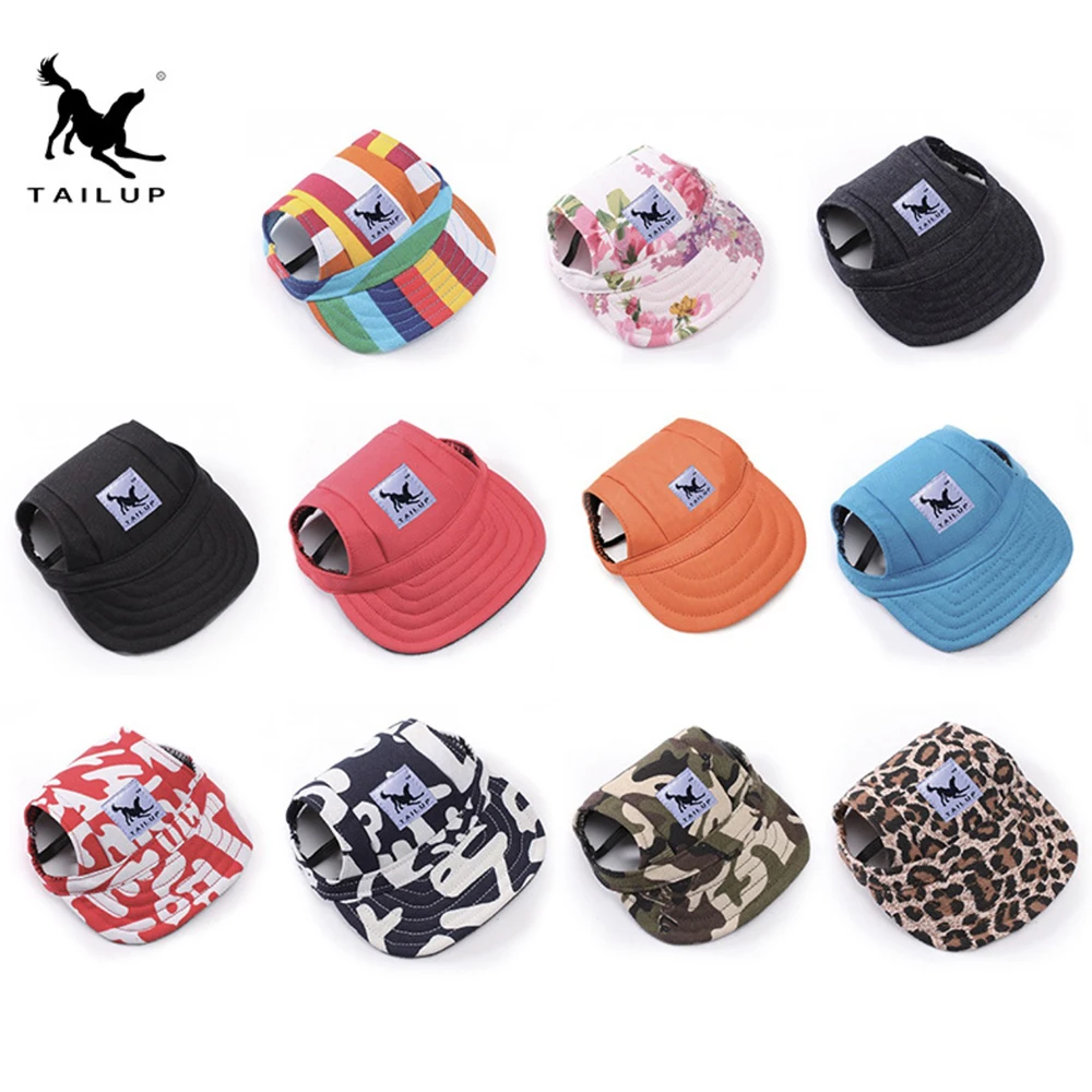 Kopen TAILUP Zomer Hond Hoed Mode Schattige Accessoires Voor Kleine Honden Leverancier Print Baseball Hond Cap Outdoor Puppy Canvas Cap