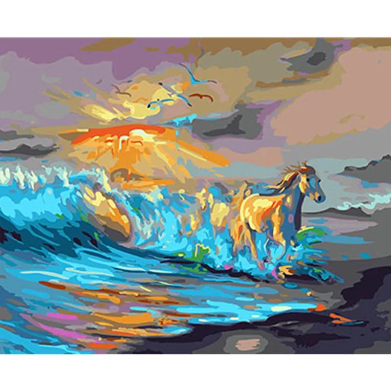 

Horses Framed Pictures DIY Painting By Numbers DIY Oil Painting On Canvas Home Decoration Wall Art GX26143 40X50CM