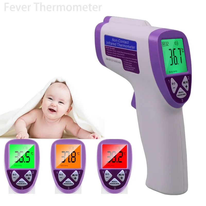 

3 Color Digital Non contact Body Thermometer Baby Adult Infrared Forehead termometro Gun Fever Measurement Heath Device