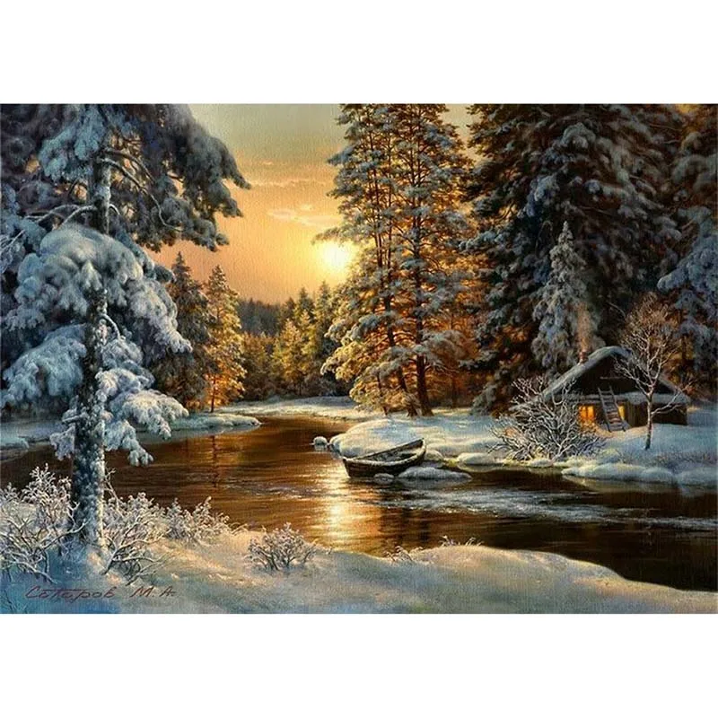 

full square diamond 5d diy diamond painting Winter breakfast Water 3D Embroidery Cross Stitch Mosaic Painting Home Decor Gift