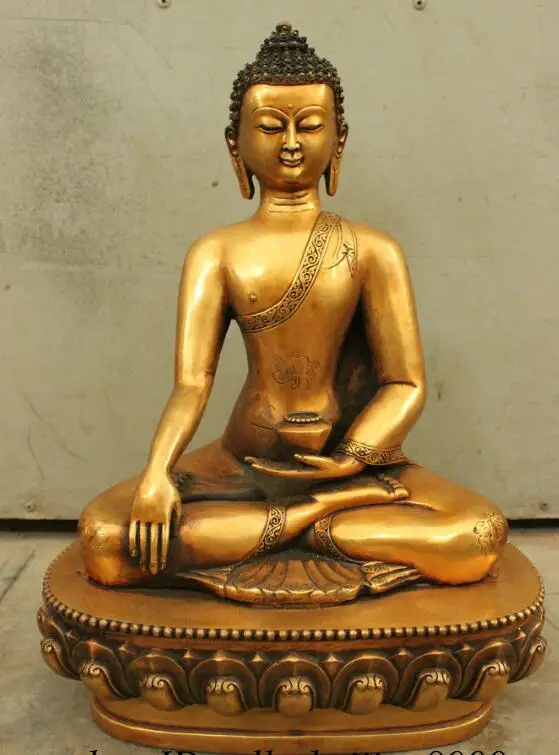 

S7076 15" Buddhism Tibet Bronze Copper Auspicious Shakyamuni Sakyamuni Buddha Statue D0318