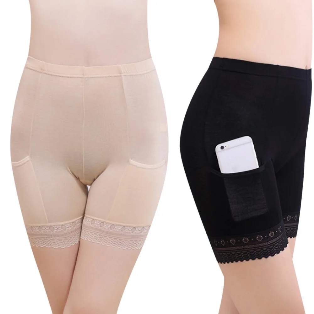 

2019 Boxer femme Women Soft Cotton Lace Seamless Safety Short Pants Summer Under Skirt Shorts Modal With Pockets Short Tights