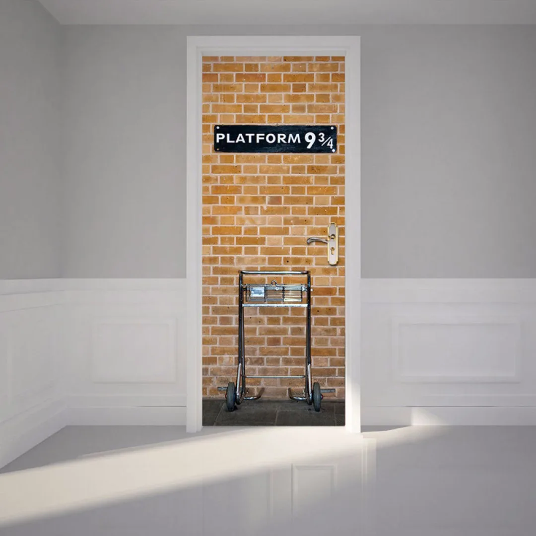 JX-LCLYL 77*200cm 3D Harry Potter Platform 9 3/4 Door Wall Sticker Art Self Adhesive Mural Decor
