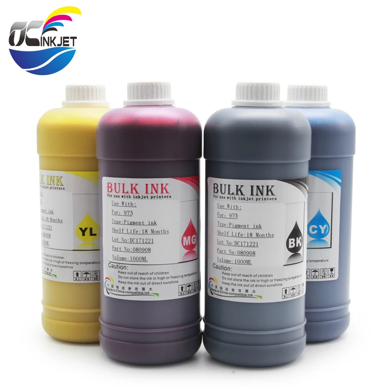 

OCINKJET 4 X 1000ML Refill Pigment Ink For HP 973 973XL Ink Cartridge Compatible For HP Pagewide 352DW 452DW 552DW 377 477 577DW