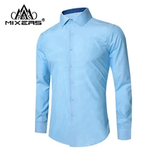 Дизайн летняя рубашка мужская с длинным рукавом ЕС Размеры уютная мужская одежда в деловом стиле сорочка мужская модные синие Рубашки в клетку
