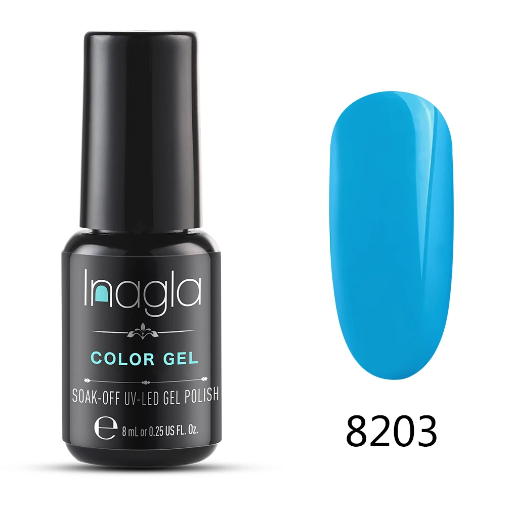 Inagla, 8 мл, флуоресцентный цветной лак для ногтей, УФ-светодиодный, замачиваемый, Полупостоянный неоновый Гель-лак Vernis, счастливый Гибридный лак для нейл-арта - Цвет: 8203