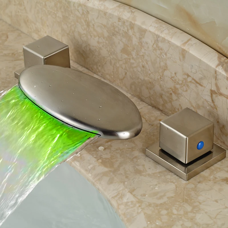 

Wholesale and Retail Bathroom Sink Taps High Quality Deck Mounted Nickel Brushed