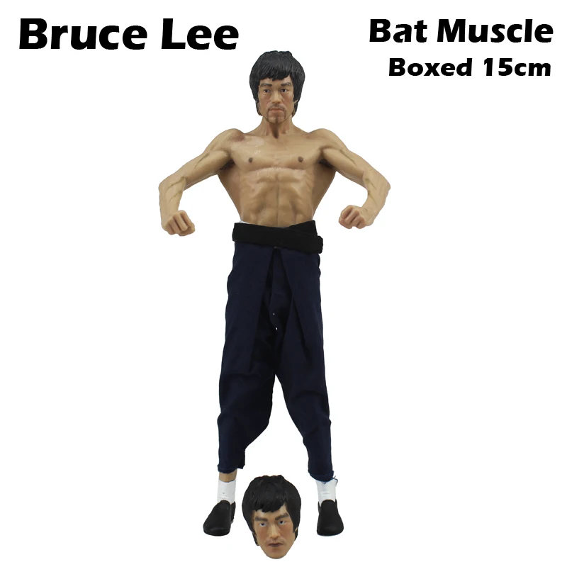 

Free Shipping 6" Bruce Lee Li Xiaolong Bat Muscle Real Cloth Ver. Boxed 15cm PVC Action Figure Model Doll Toys Gift