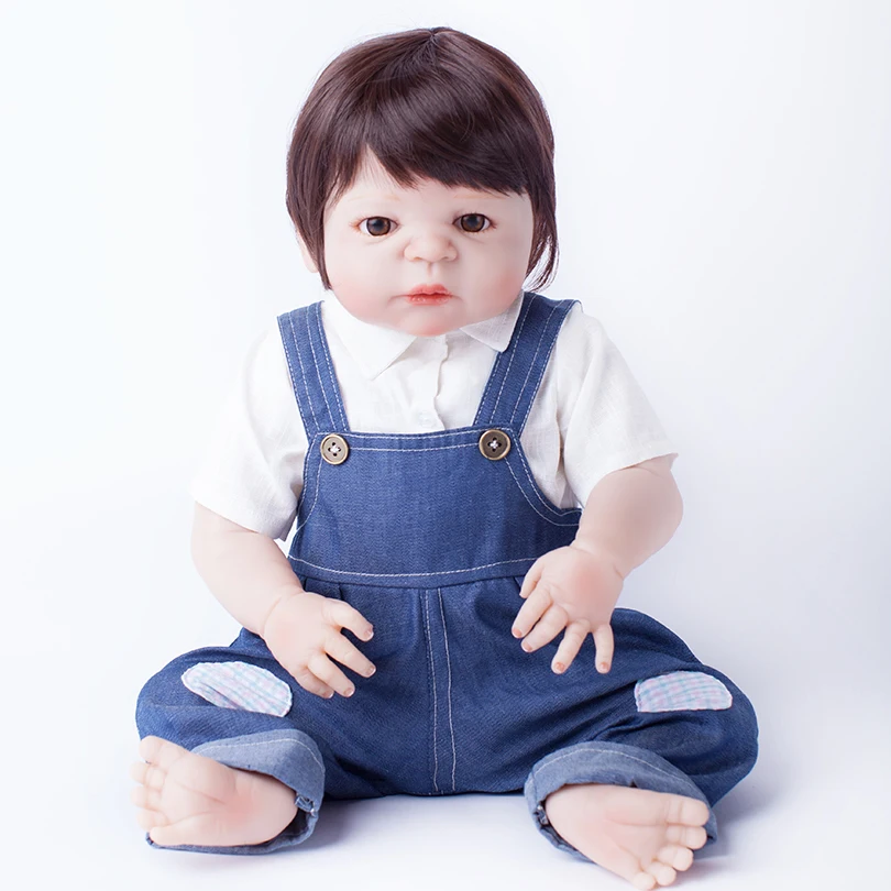 55 см силиконовая кукла Reborn Baby Boy игрушка как настоящая виниловая для