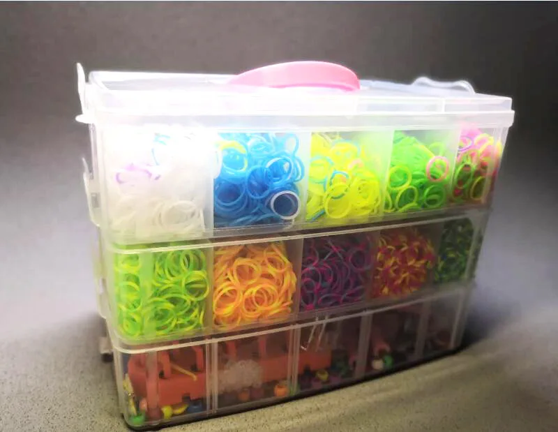 

25 colors /15000 pcs Children Rainbow Elastic Band Set DIY Toy for Bracelet Kids Handmade Loom Band Weaving Arts and Craft Toy