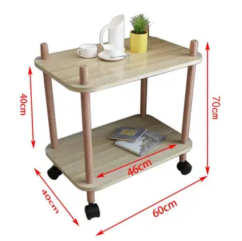 

60*40CM Two-layer Kitchen Storage Rack Mobile Dining Car Coffee Table Side Table