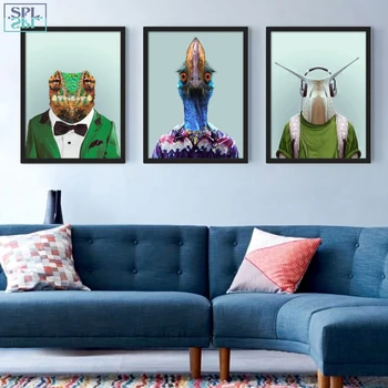 

SPLSPL Frameless Cute Cartoon Animal Portrait Canvas Art Print Poster Wall Art Picture for Living Room Home Decor Painting