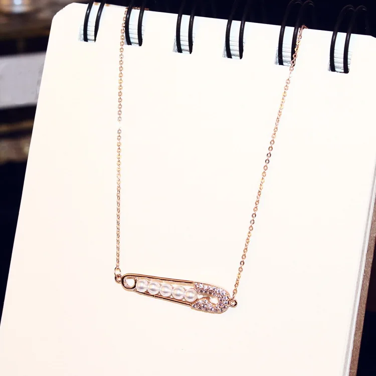 Изысканное ожерелье с подвеской из искусственного жемчуга для женщин, розовое золото, короткое ожерелье, модное ювелирное изделие