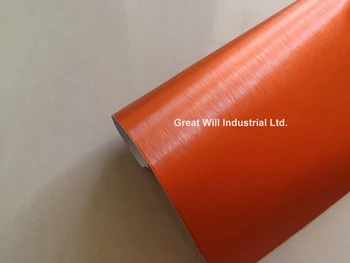 

Orange Matte Metallic Chrome Brushed Vinyl Wrap for Car Body Decoration Sticker Brushed Steel Orange Metal 1.52*20M/Roll