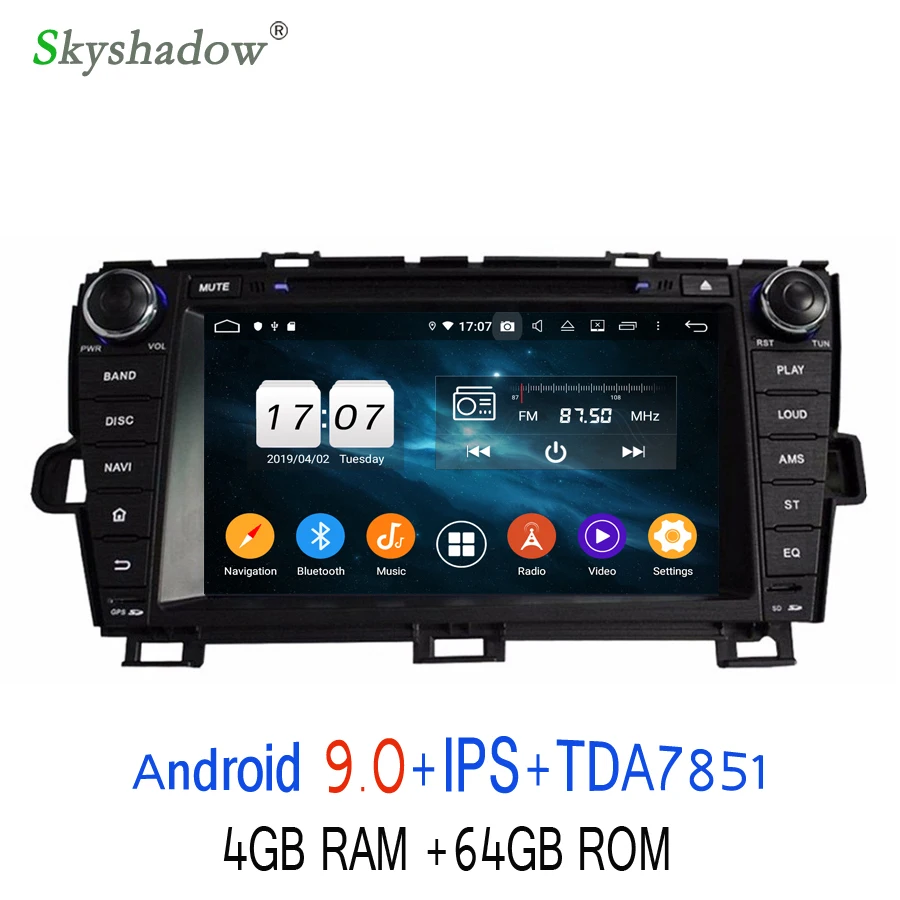 Cheap TDA7851 Android 9.0 64G ROM 8 core For Toyota PRIUS 2009-2013 left right driving Car DVD Player Wifi Bluetooth 4.2 RADIO GPS Map 3
