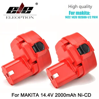 

ELEOPTION 2PCS NEW 14.4 Volt 2000mAh NI-CD Power Tool Battery for MAKITA 14.4V Battery for Makita 1422,1420,192600-1, 194172-2