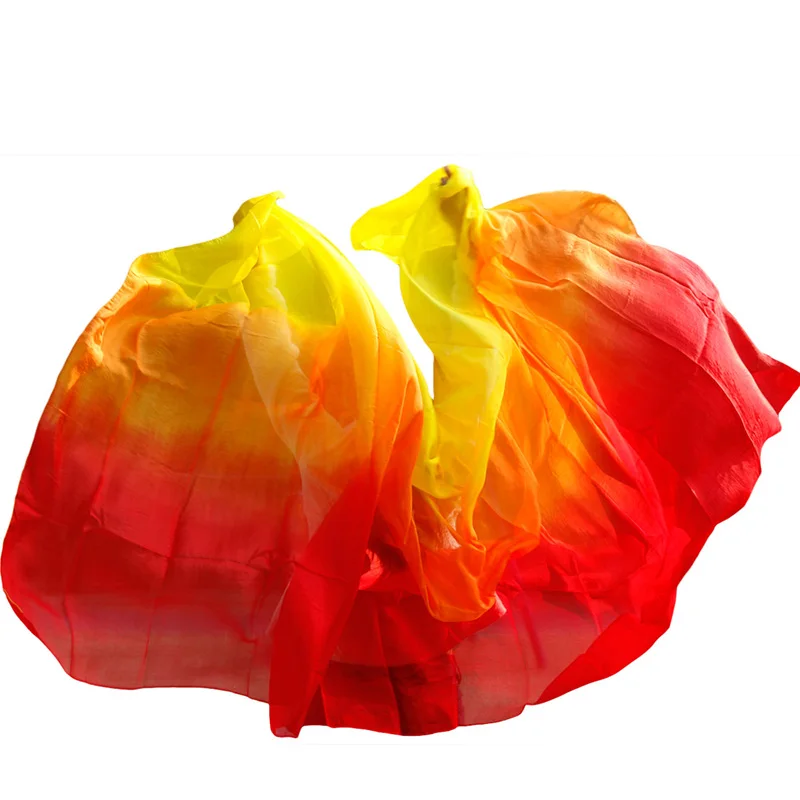 Индивидуальные шелк танец живота вуаль 200/250/270 см ручной работы окрашенный шарф шаль красный оранжевый желтый черный градиент танцевальные аксессуары
