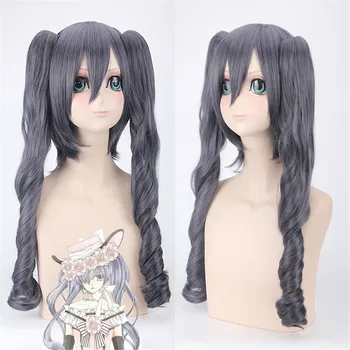 

Black Butler Kuroshitsuji Ciel Phantomhive Cross-dressing Girl Grey Blue Cosplay Wig with Hair Ponytail 60cm for Halloween
