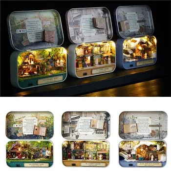 

Box Theatre Nostalgic Theme Miniature Scene Wooden Miniature Puzzle Toy DIY Doll House Furnitures Countryside Notes Q Serie
