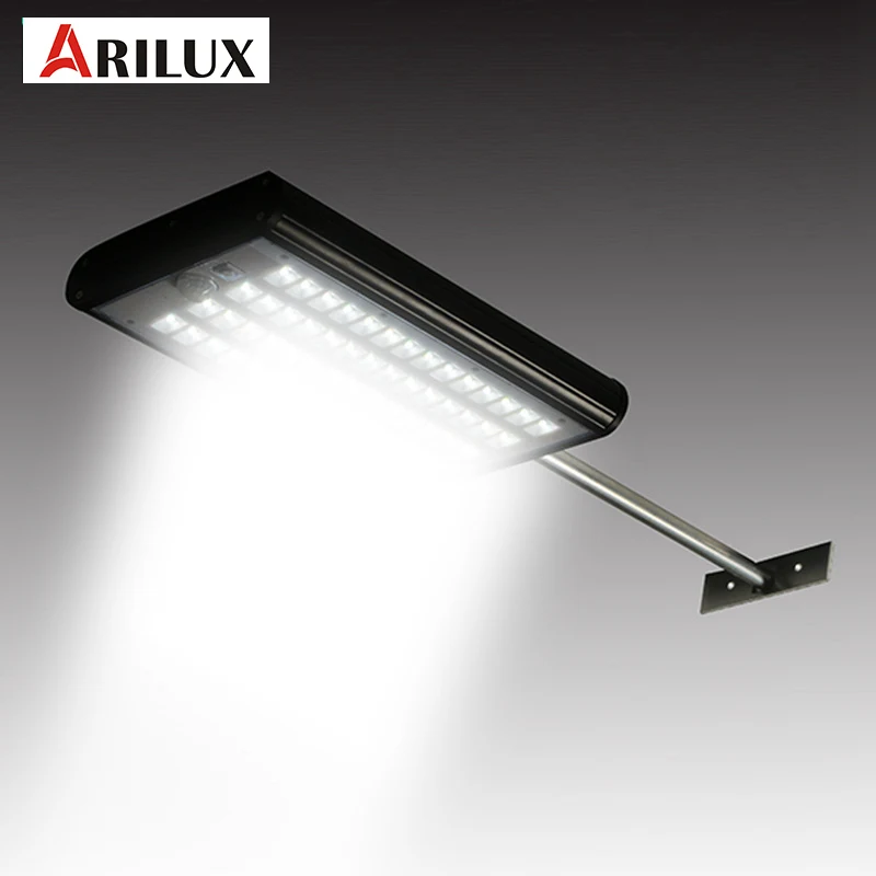 

ARILUX 56leds Solar Powered LED Light PIR Motion Sensor Street Light 4400mAh 450lm Waterproof Wall Lamp For Outdoor Yard Street