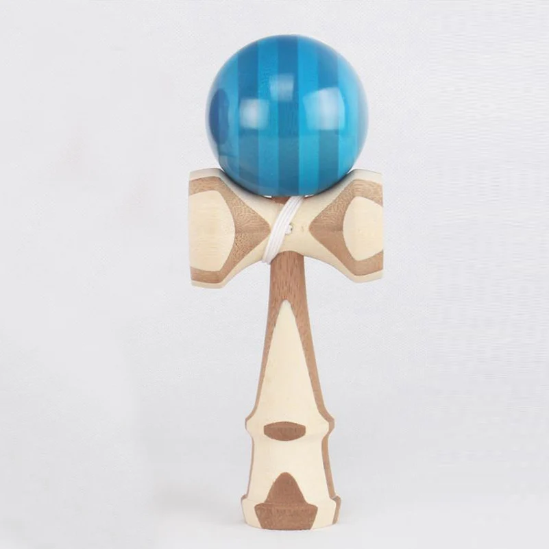 Профессиональные деревянные шары Kendama для жонглирования на открытом воздухе, игра для жонглирования, трещины, бамбуковые ПУ шарики для рисования, умелые игрушки для детей - Цвет: Blue