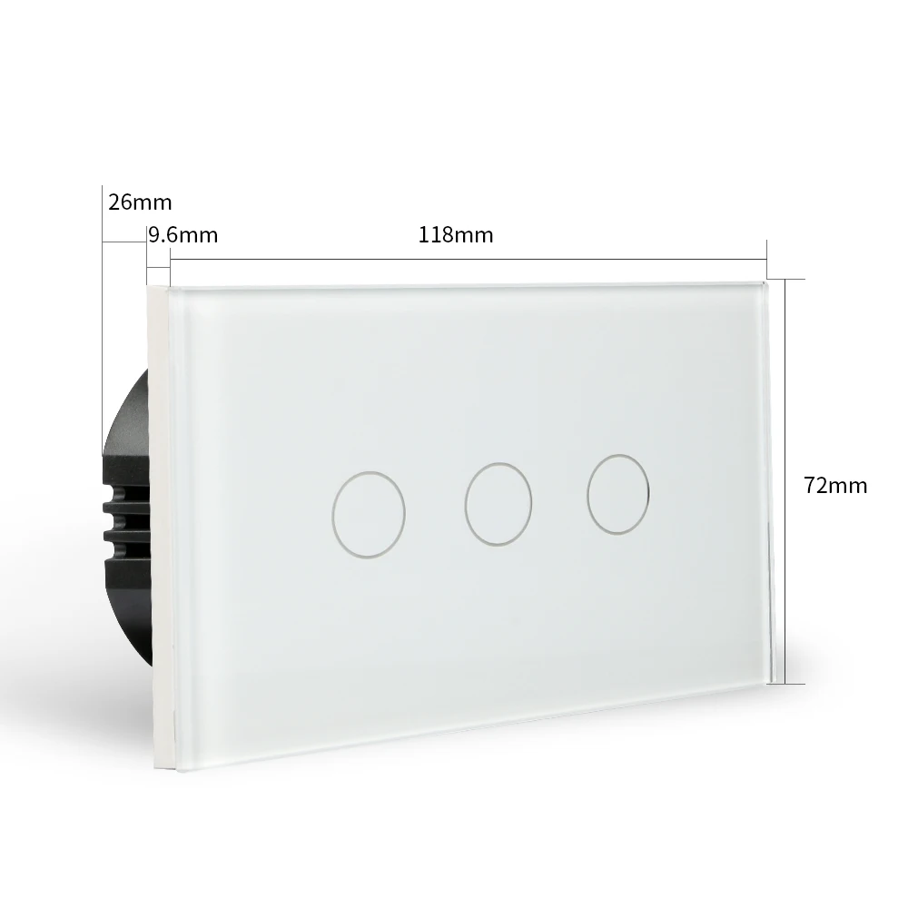 Bingoelec 3 Gang 1 Way Touch Sensor Switch Wireless Remote RF 433 Light Switch Crystal Glass Panel Smart Home Wall Switch