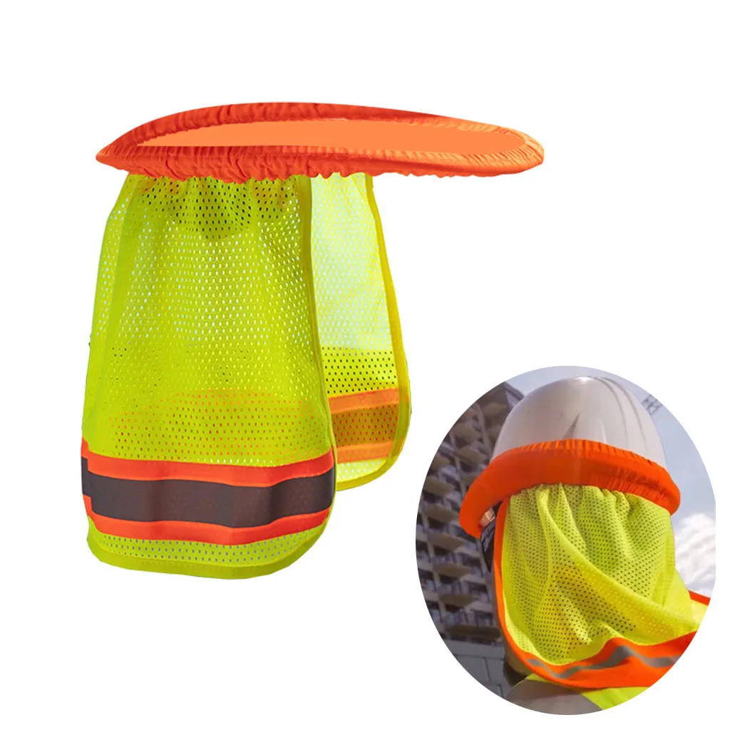 

Yellow Orange Hat Outdoor Construction Safety Hard Hat Sun Shade Neck Shield Reflective Stripe Protective Helmets Shield#p8