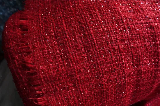 

Free ship freshred color weaved wit hshining line tweed fabric 59" width price for 1 meter long