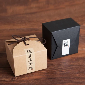 

50Pcs Small Cupcake box black kraft cookies paper box Birthday Party Wedding Baking Decoration Packaging supplies Gift candy box