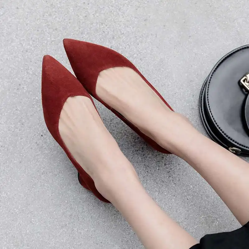 

woman bride wedding party pumps sexy pointed toe med heels concise style superstars genuine leather oxford shoes L20