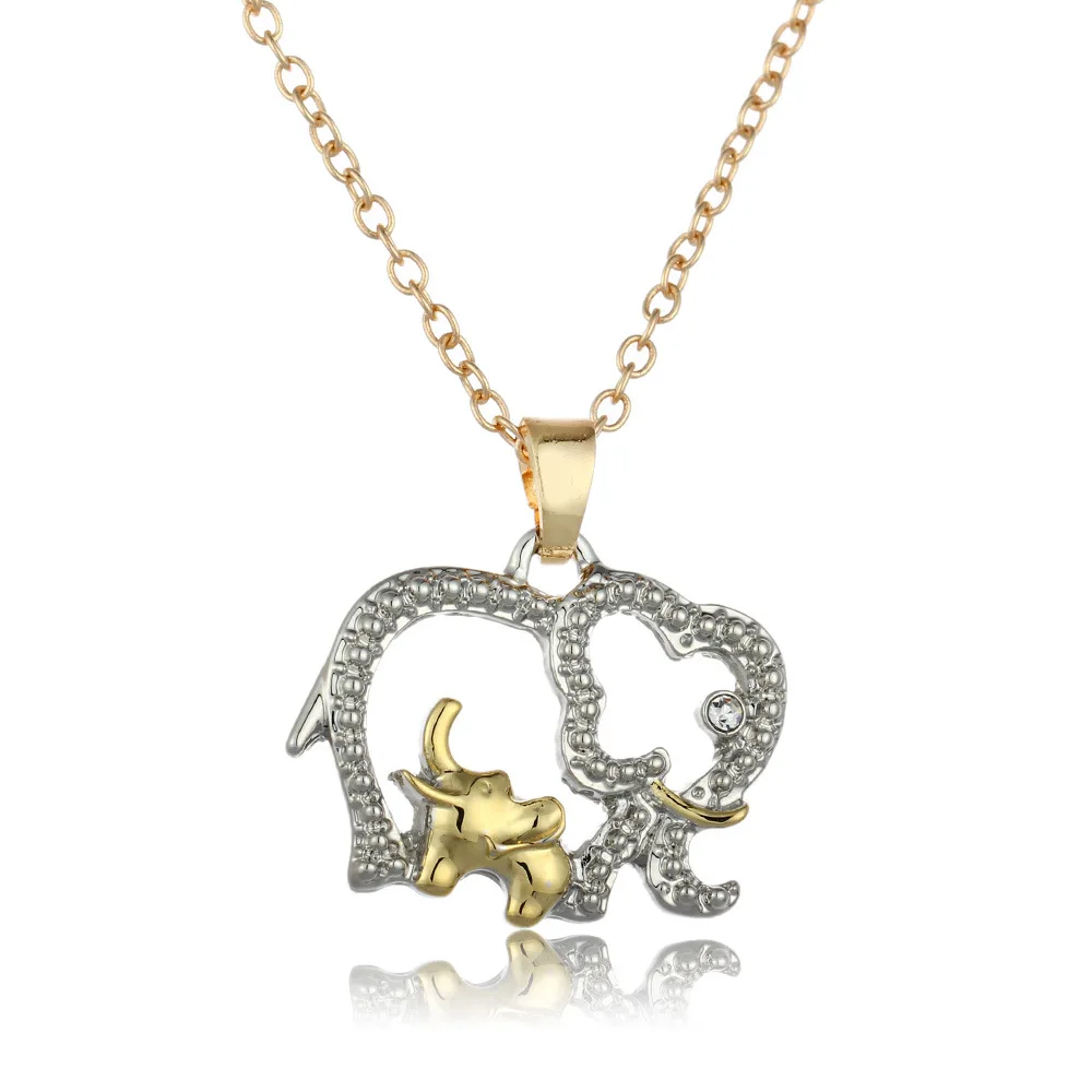 

Mother's Day Gift Necklace Women Korean Fashion Lovely Elephant Crystal Alloy Metal Pendant Necklace Jewelry Gold Chain