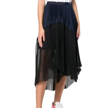 Высококачественная Женская хлопковая Смешанная многослойная плиссированная юбка в стиле пэчворк с ремешком с пряжкой- Женская плиссированная Асимметричная юбка