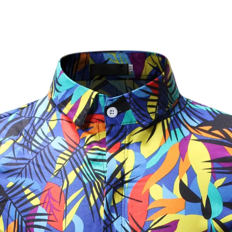 Летние мужские с коротким рукавом пляжные Гавайские рубашки хлопок повседневные цветочные рубашки регулярные плюс размер 3XL мужская