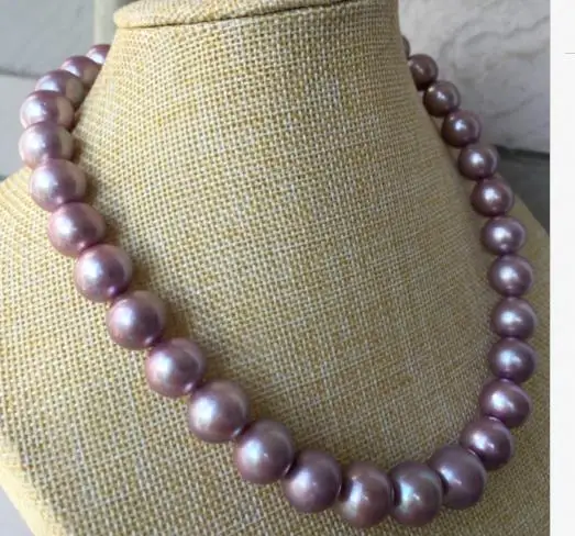 

gorgeous 10-11mm freshwater round lavender pearl necklace 18inch 925silver