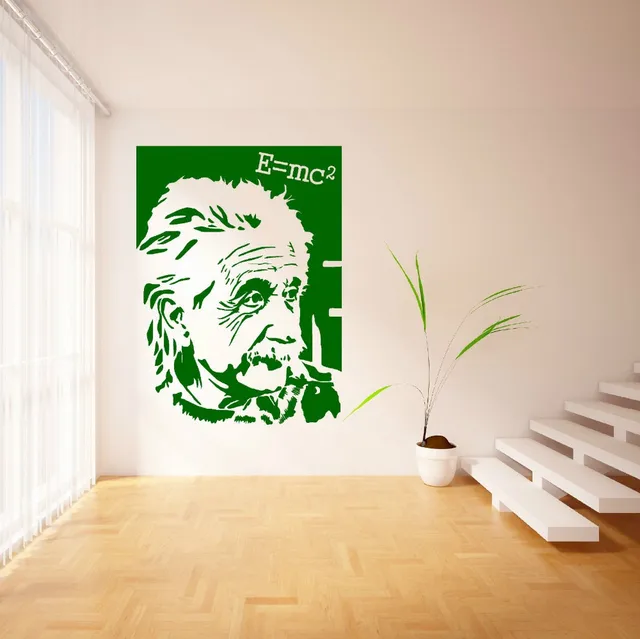 大サイズアルバートアインシュタインe Mc2学校肖像ビニールウォールアートステッカー壁画デカール壁画壁入れ墨寝室男の子壁紙 Aliexpress Home Garden