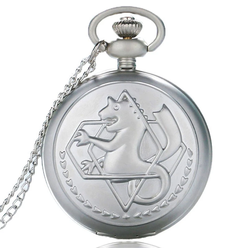 Новое поступление серебряные полностью металлические алхимик Эдвард Элрик матовые карманные часы мужские часы кварцевые кулон с цепочкой подарки