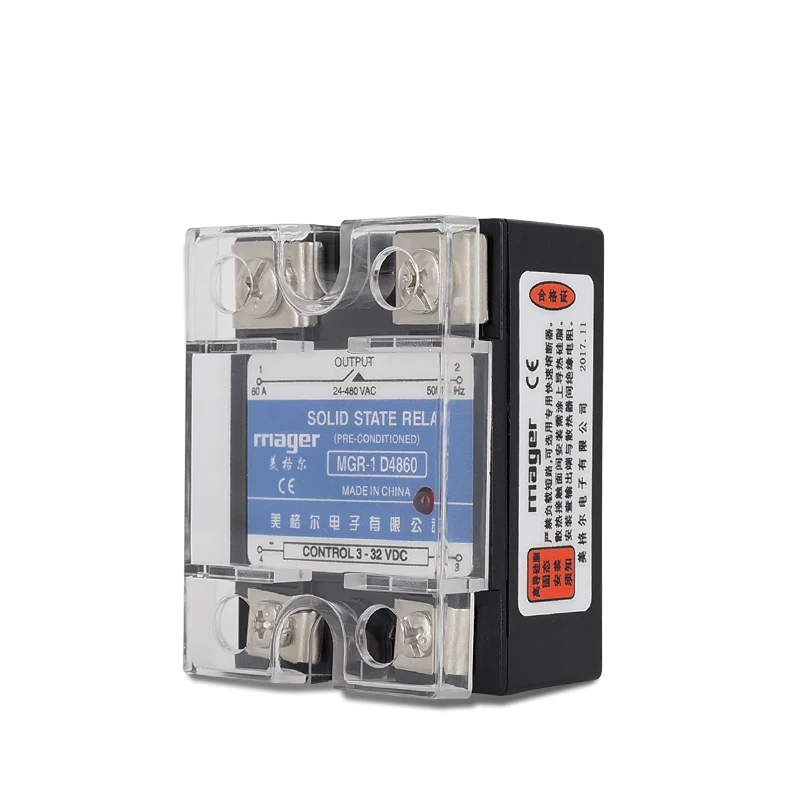 

60A Solid State Relay SSR-60DA MGR-1 D4860 3-32VDC TO 24-480 VAC DC To AC With Protective covers