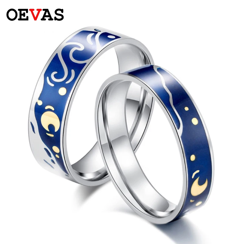

Van Gogh Starry Sky Couple rings for women fashion stainless steel jewelry engagement ring US Size 5-11 anillos mujer Bijoux