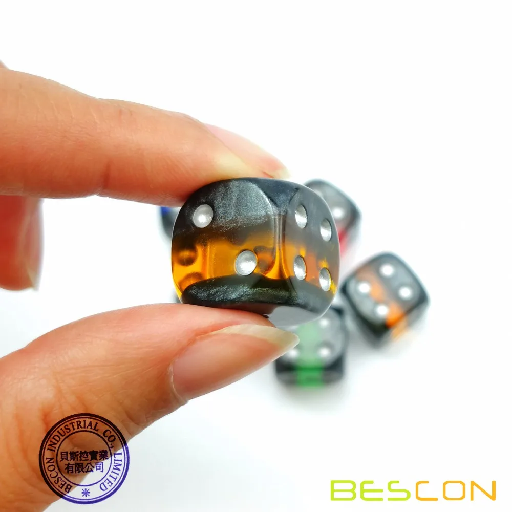 Bescon Mineral Rocks GEM VINES 6 Sides 16MM Dice Set 20 Pack, 5/8"  D6 Mineral Rock Dice Set in Assorted Colors 5