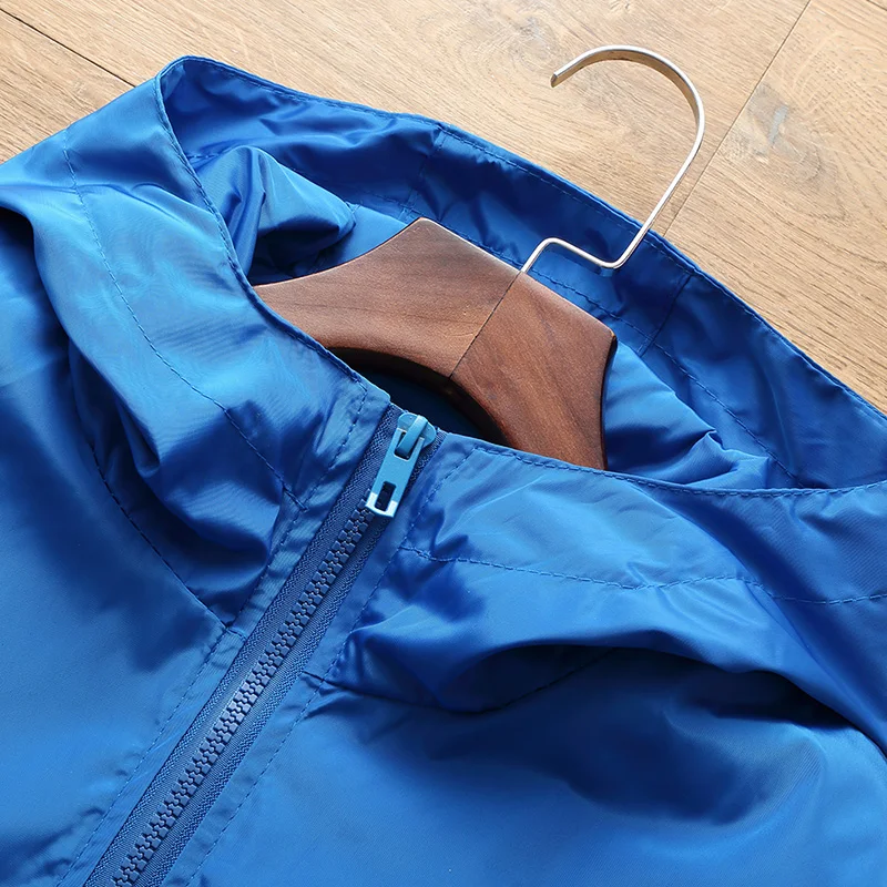 Осенняя куртка с капюшоном Мужская/Женская Повседневная тонкая однотонная ветровка на молнии для мужчин куртка размера плюс M-7XL 1718