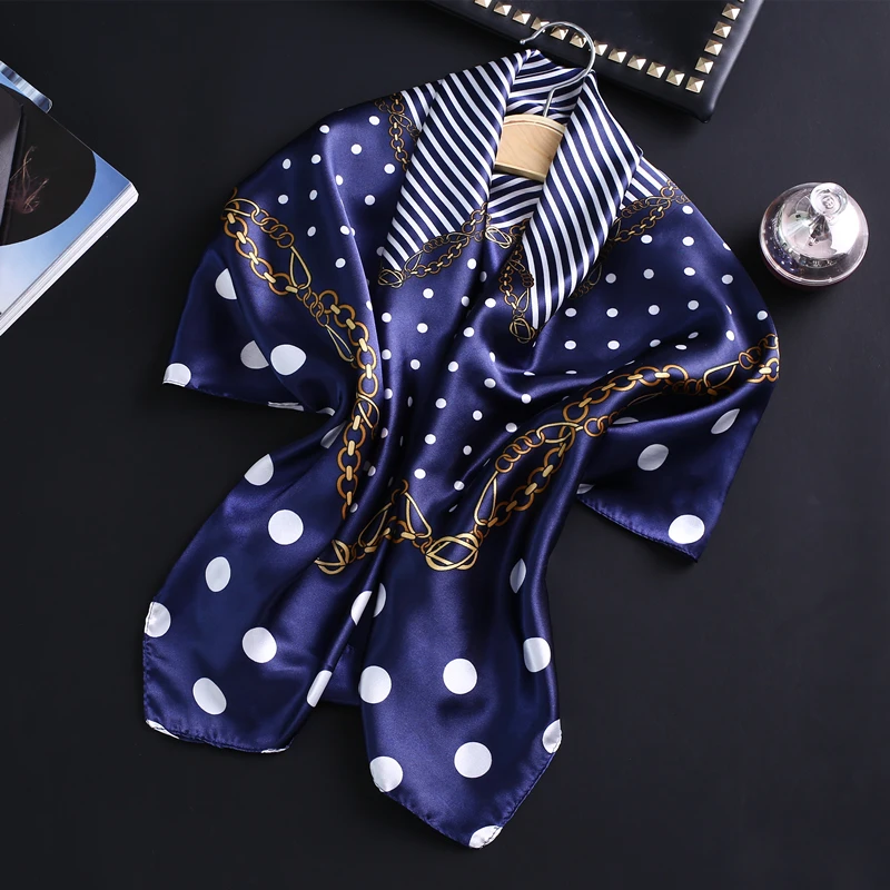 

Brand large Square Scarf for Women Chain Print Scarfs Satin Hijab Female Summer Shawls and Wraps Lady Silk Headband Foulard