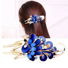 Модные павлиньи зажимы для волос заколка металлический горный хрусталь для свадьбы подарок для женщин