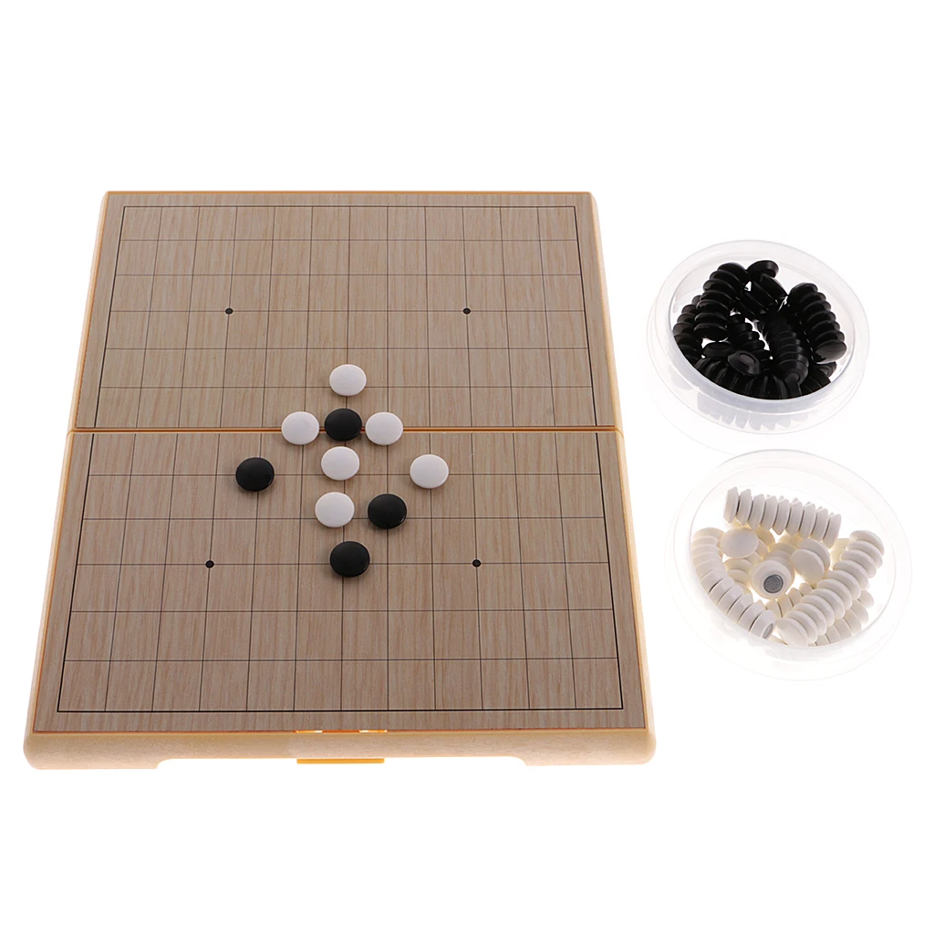 

Magnetic Go Game Set with Go Board and Convex Plastic Black and White Stones Portable Board Game
