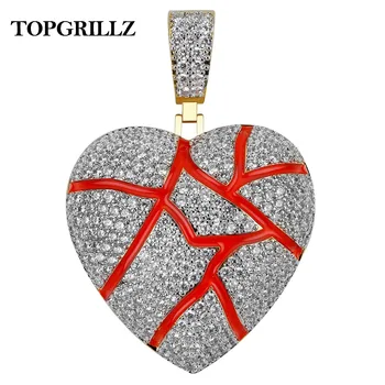 

Broken Heart Iced Out AAA+ CZ Pendant Necklace Men Women Hip Hop/Punk Bling Gold Silver Color Charms Chain Jewelry For Gifts