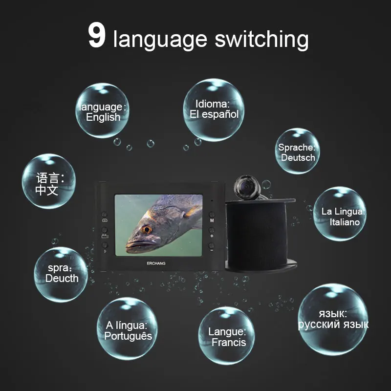  Erchang 15M Cable Camera Fish Finder Infrared LED 3.5''Monitor HD 1000TVL Underwater Camera For Ice