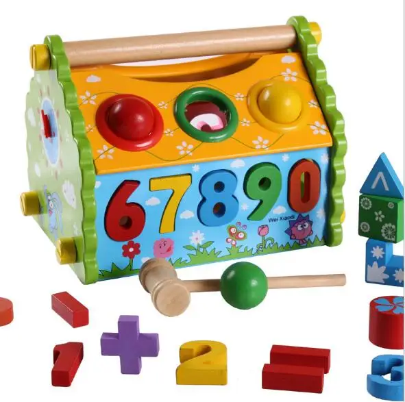 

Wooden Multi-functional House Dismantling Wisdom, Digital Cognition Knock the Ball Toys,children's montessori materials