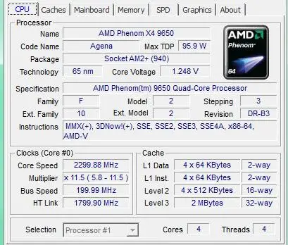 AMD Phenom X4 9650 X4-9650 четырехъядерный настольный процессор 2,3 ГГц HD9650WCJ4BGH Разъем Am2 +/940pin