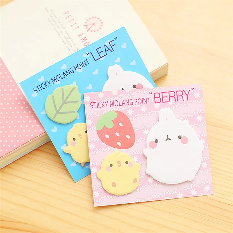 

2019 Cute Rabbit Note Pads Kawaii Molang Planner Notepad Sticky Netbook Bookmark Office Products 20 sheets 4PCS