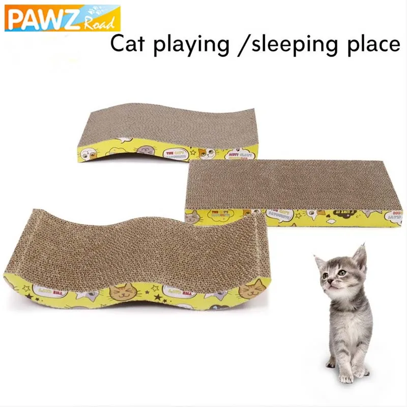 Cat Scratch Board Straight/S/W Shape Big-size Double-sided Durable Pet Scratcher Pad Bed Mat With Catnip Toy Claw Care Cat Toy